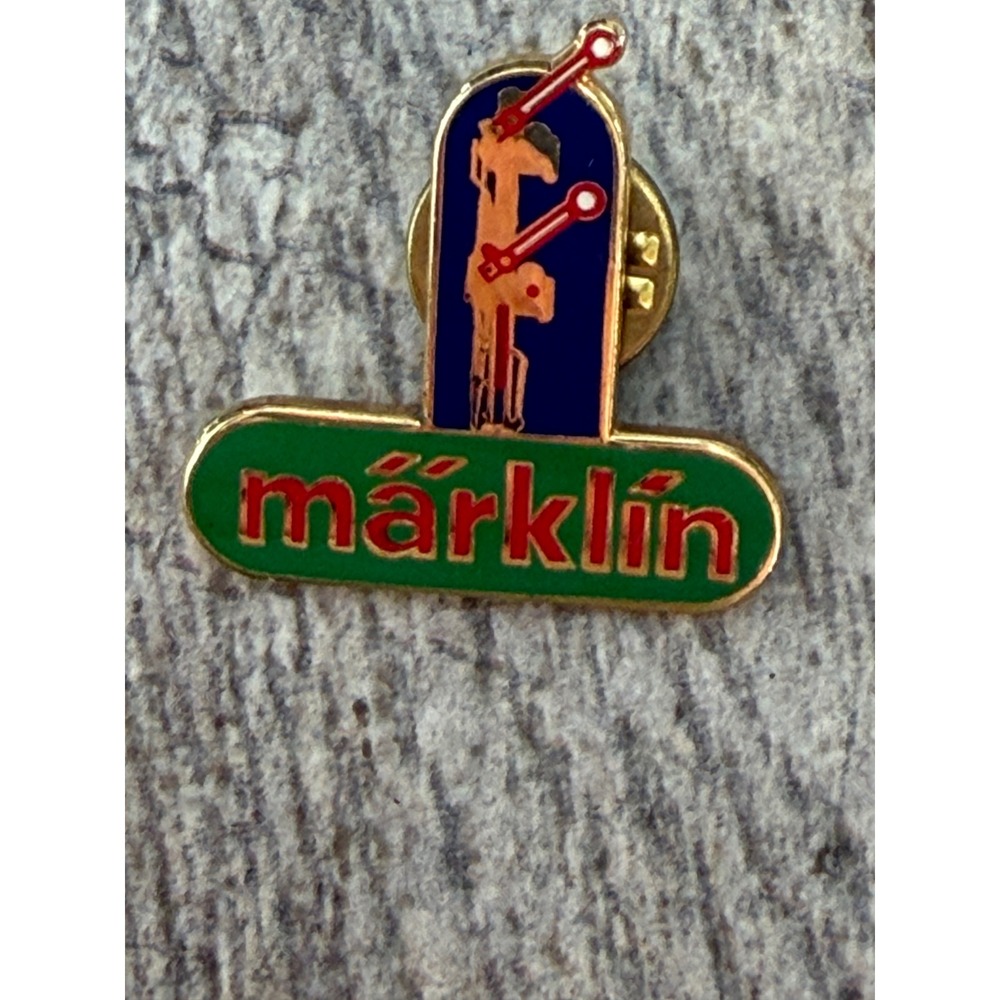Marklin Model Train Signal lapel Pin Enamel Vintage railroad German brooch